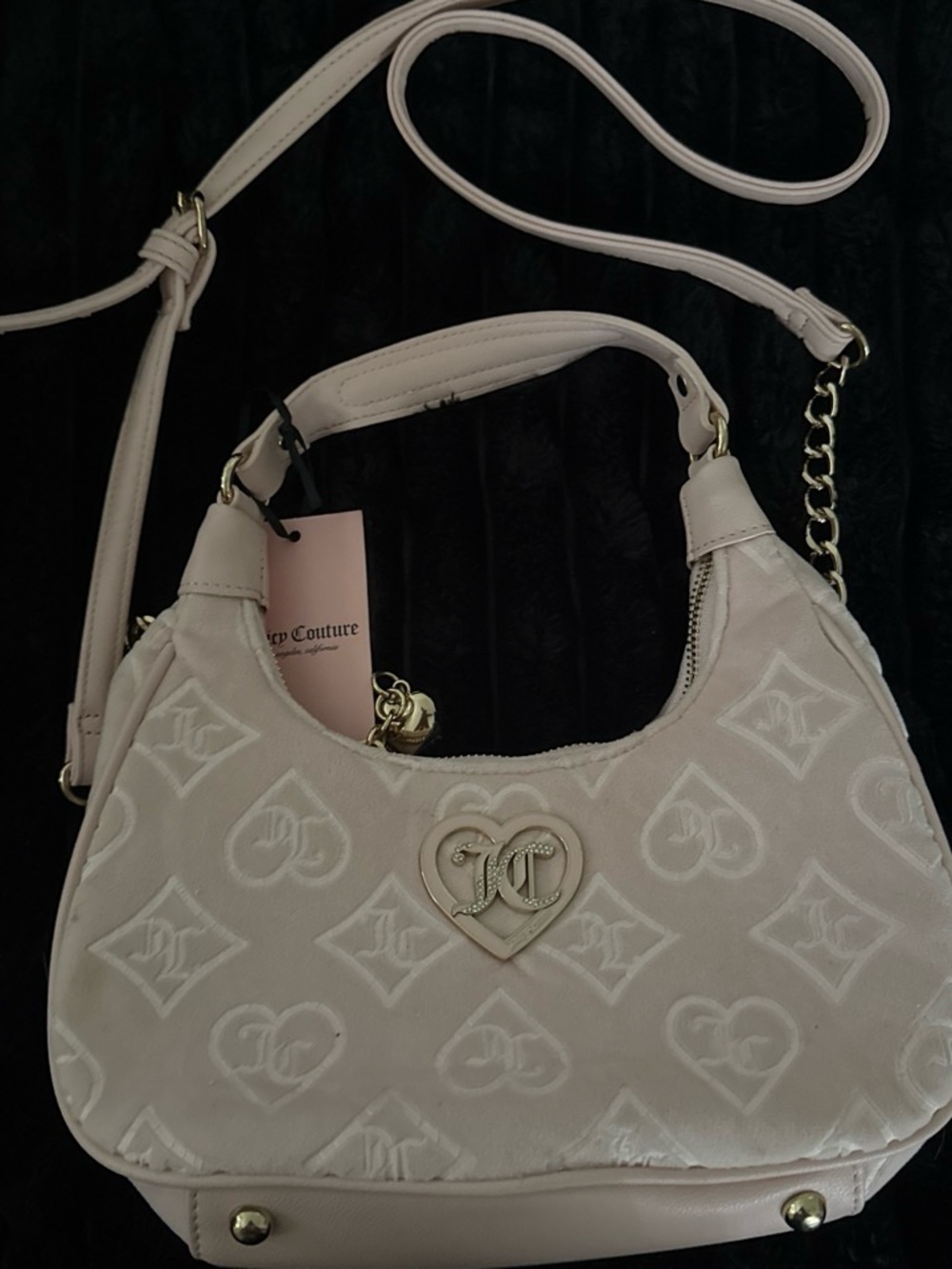 Juicy Couture Pale Pink Monogram Heart Shoulder Bag